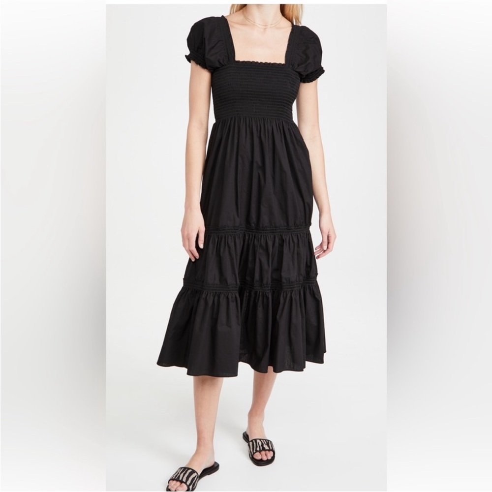 Tuckernuck || OPT Square Neck Smocked Midi Dress Black XXS